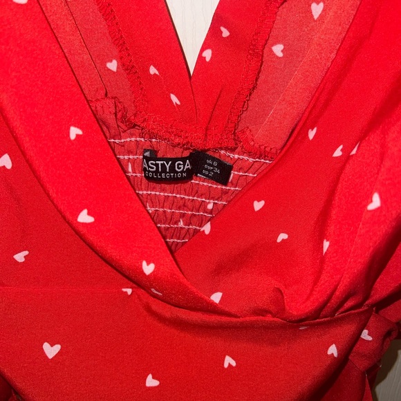 Red Ruffled V-Neck Top - Picture 2 of 4